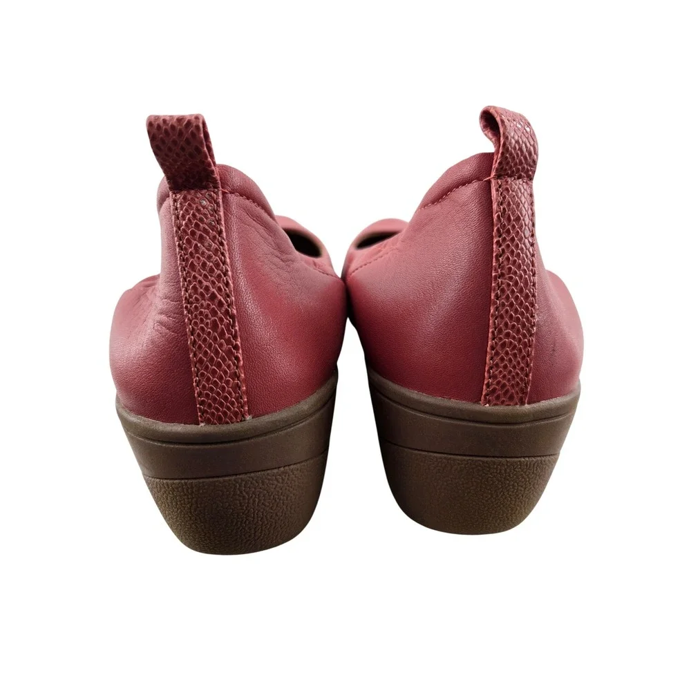 Vionic Jacey Wedge Slip On Ballet Shoes Dusty Cedar Pink Leather Womens 10